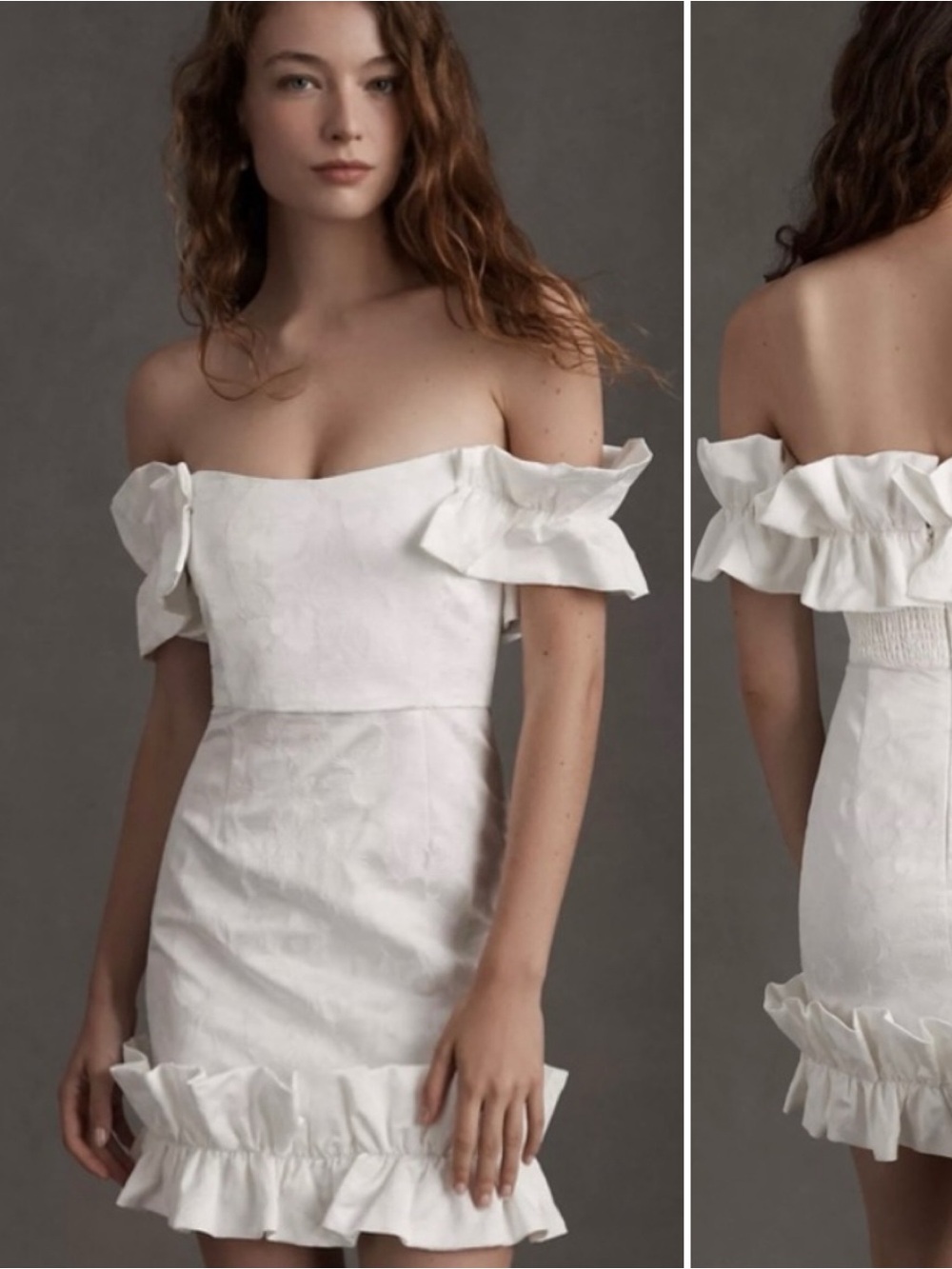V. Chapman Hollyhock White Mini Dress Jacquard in Vanilla Macaron Size 4 NWT